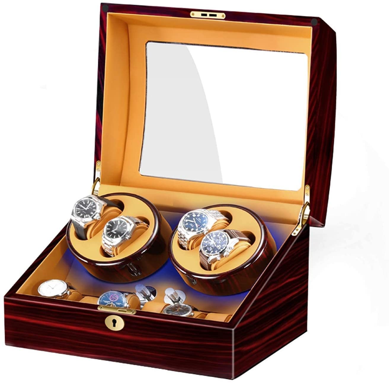 QUSYZD Watch Winder Automatic Watch Winder, 4+6 Watch Winder Box with Quiet Motor Large Capacity Piano Paint Exterior Fit Women Men Watches Watch Winder powerfully,