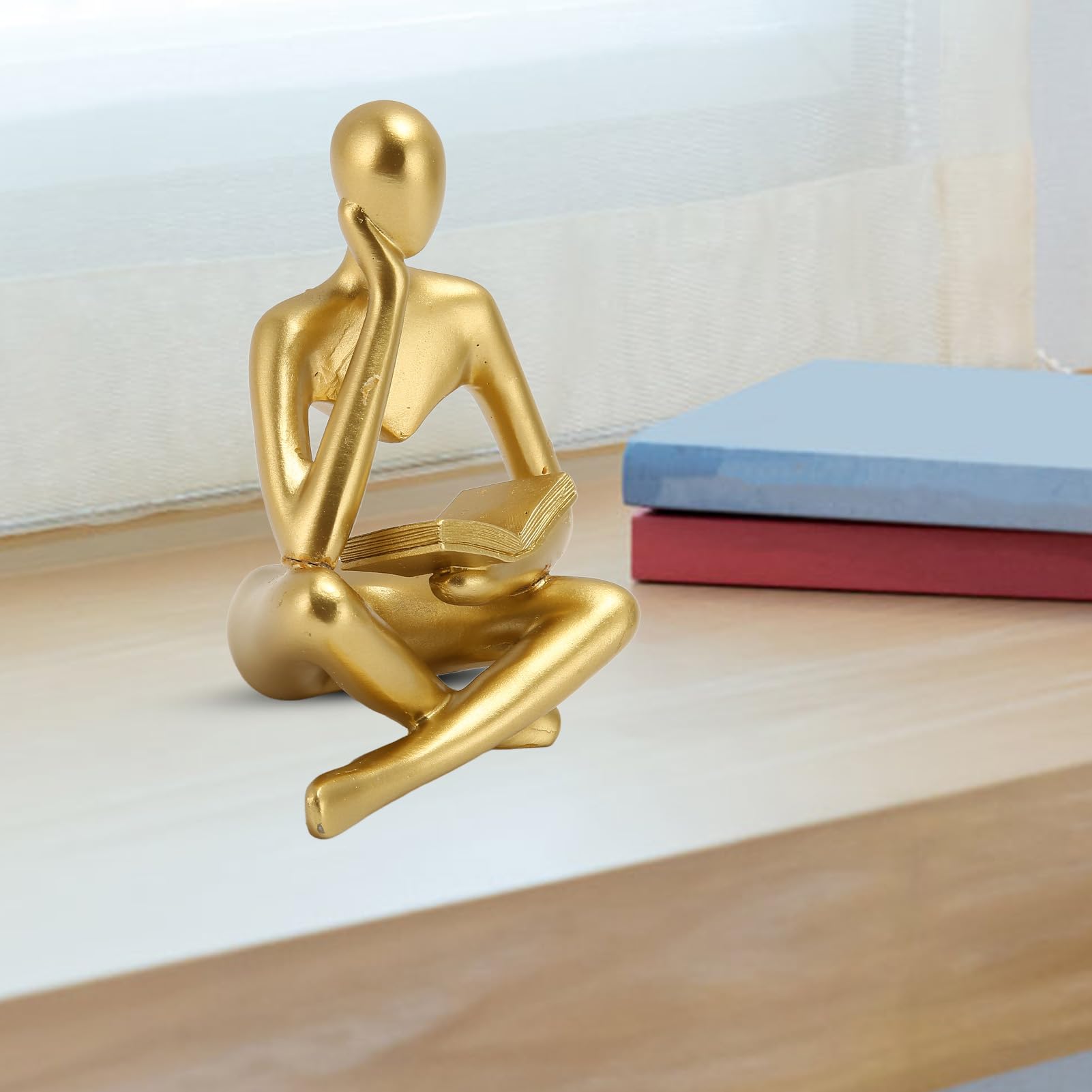 HERCHR Pensatore Statuetta, Sculture Innovativa Signora Lettura Polpa Stampaggio Ufficio Studio Libreria Ornamenti(oro)
