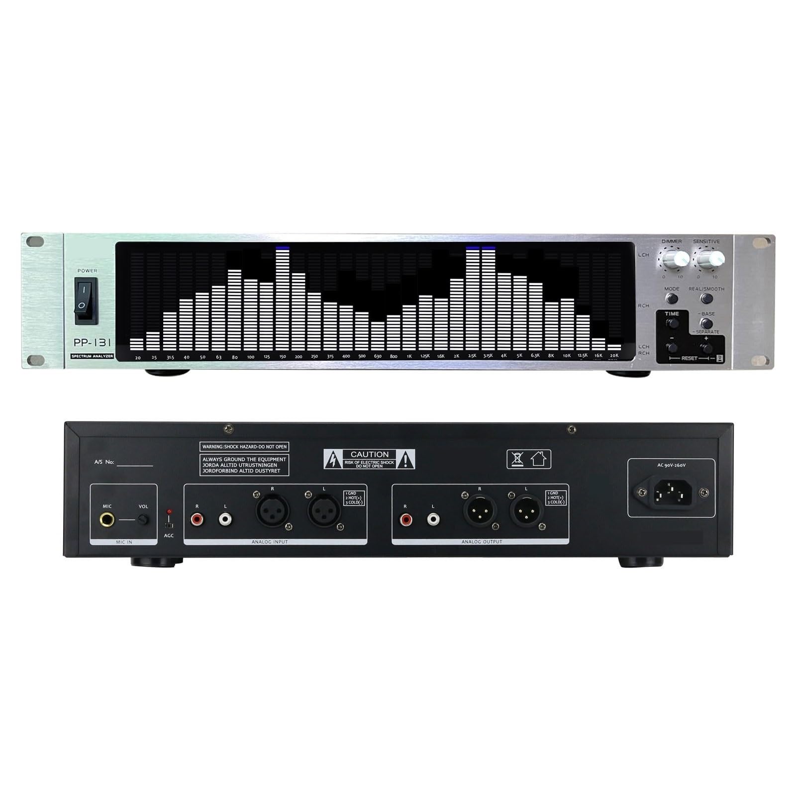 Analizador De Espectro Audio LED Verde/blanco/azul, Pantalla, Medidor VU 31 Segmentos Con Panel Plateado Preciso