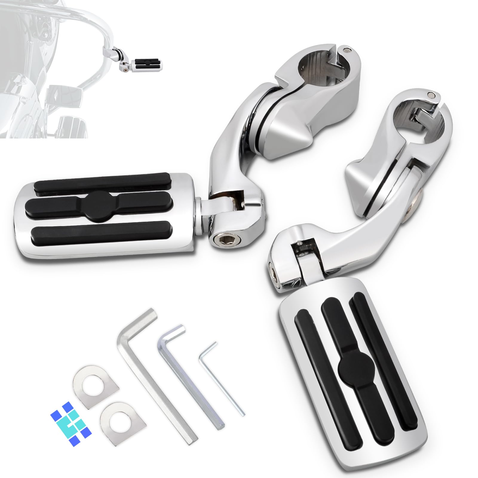 Pinzas de carretera en ángulo corto, reposapiés ajustables para Harley Touring Electra Road King Street Glide con protector de motor 1.25