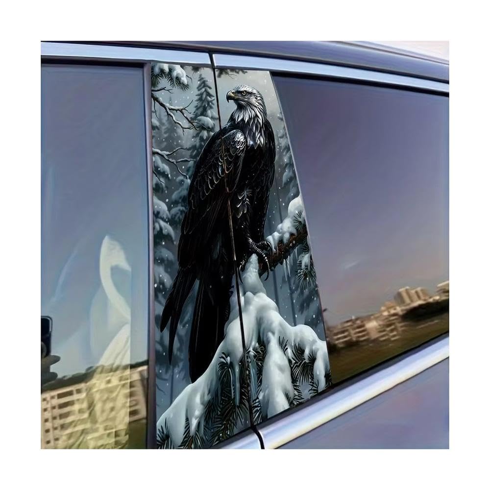 Dabhuoc One Color Car Parts 2Pcs Car Center Pillar Sticker White-Tailed Eagle Glossy Protective Polyethylene Film