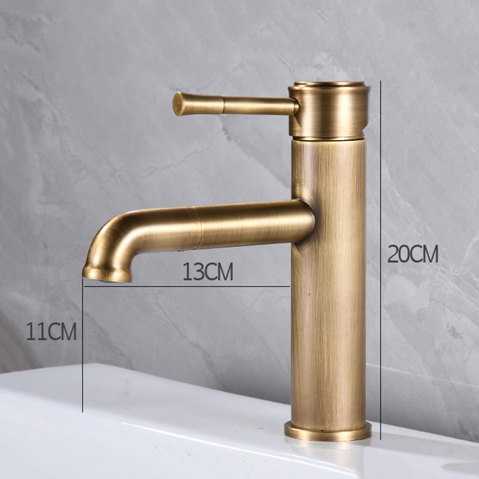 BATHLAVISH Waschtischarmatur In Gebürstetem Gold – 360° Drehbar, Einhebel-Mischbatterie Mit Pop-up-Ablauf