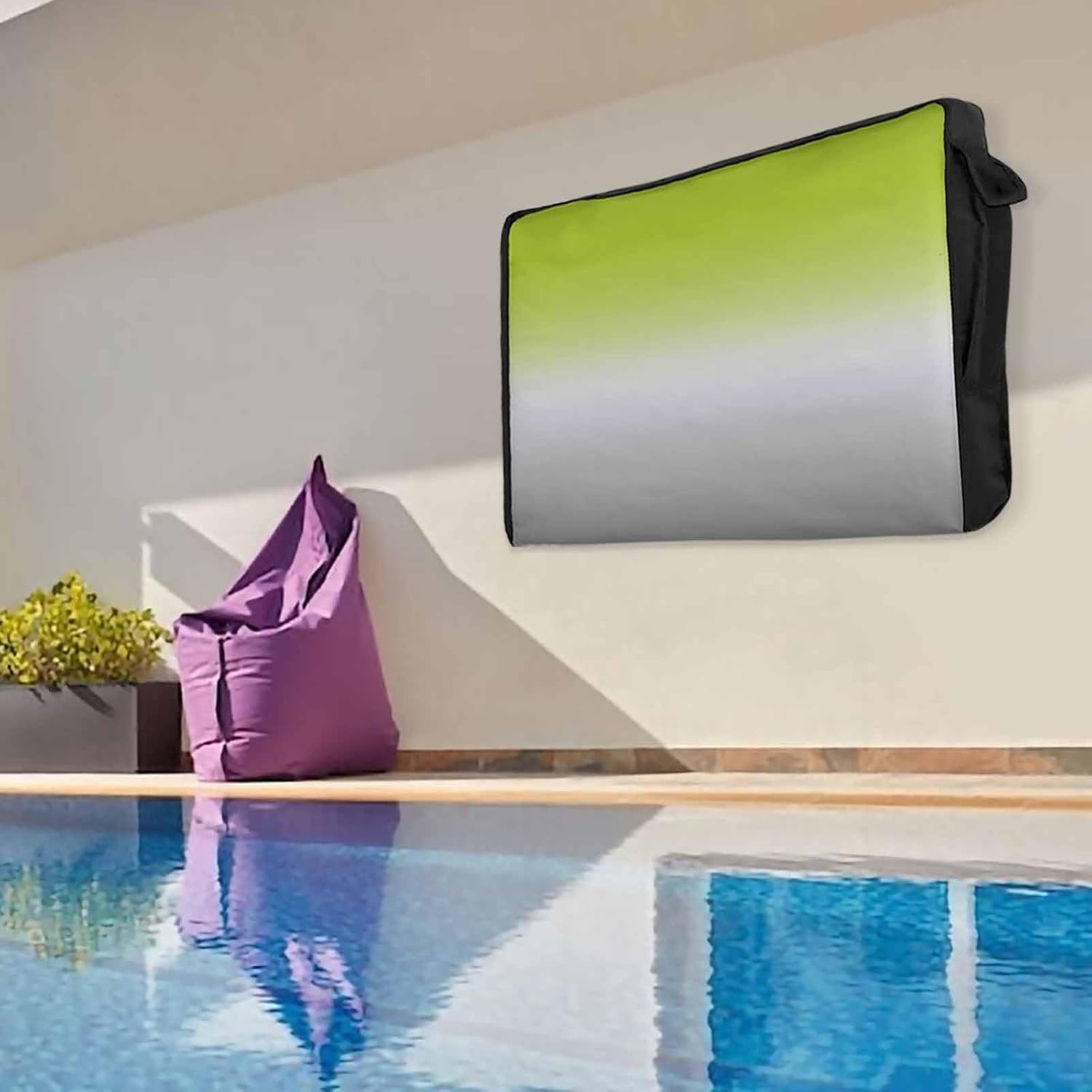 Outdoor TV Cover 43 Inch Ombre Green TV Enclosure Green Grey TV Covers for Outside TV Display Screen Protector with Remote Control Pocket Home Decor