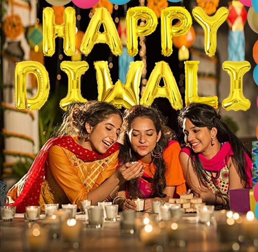 Image of AMFIN (Pack of 1) Happy Diwali Foil Balloon - Gold