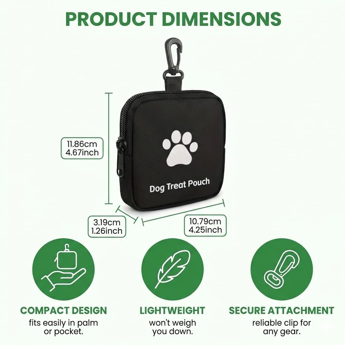 1 sacchetto per snack per cani, design impermeabile, per conservare snack per cani come ricompensa, con chiusura a zip, adatto per viaggi e uso all'aperto (nero)