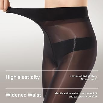 MANZI Women's Shiny Pantyhose Sheer Shimmer Tights High Waist Oil Shimmery Ultra Silky Nylons Pantyhose