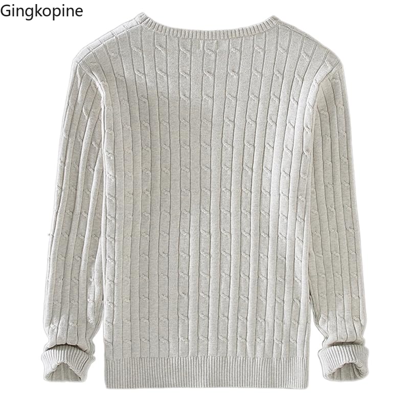 100% Cotton Quality Asian Size Fashion O-Neck Men Cable Sweater3