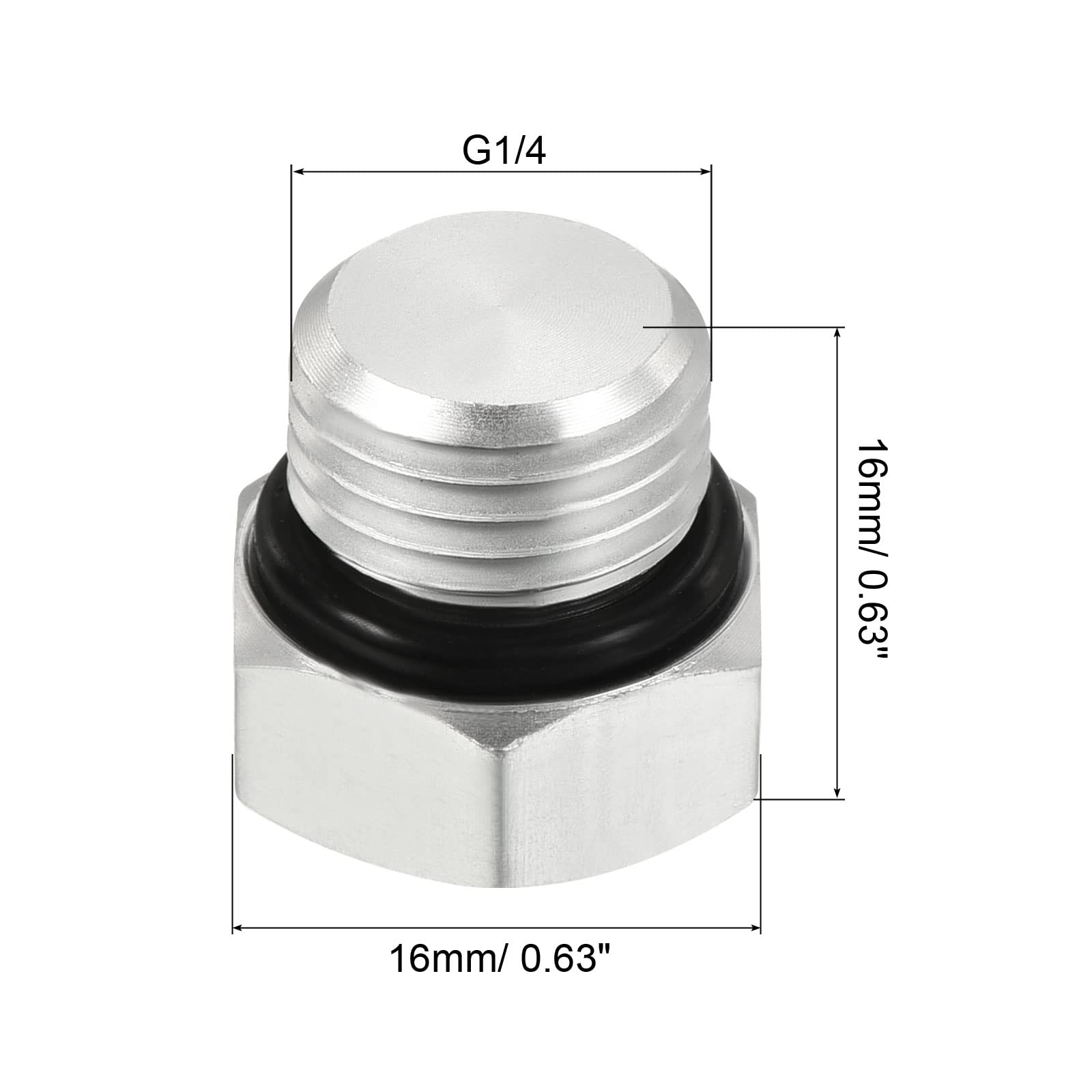 Amazon.com: PATIKIL G1/4 Male Thread Hex Head Pipe Plug, Aluminum