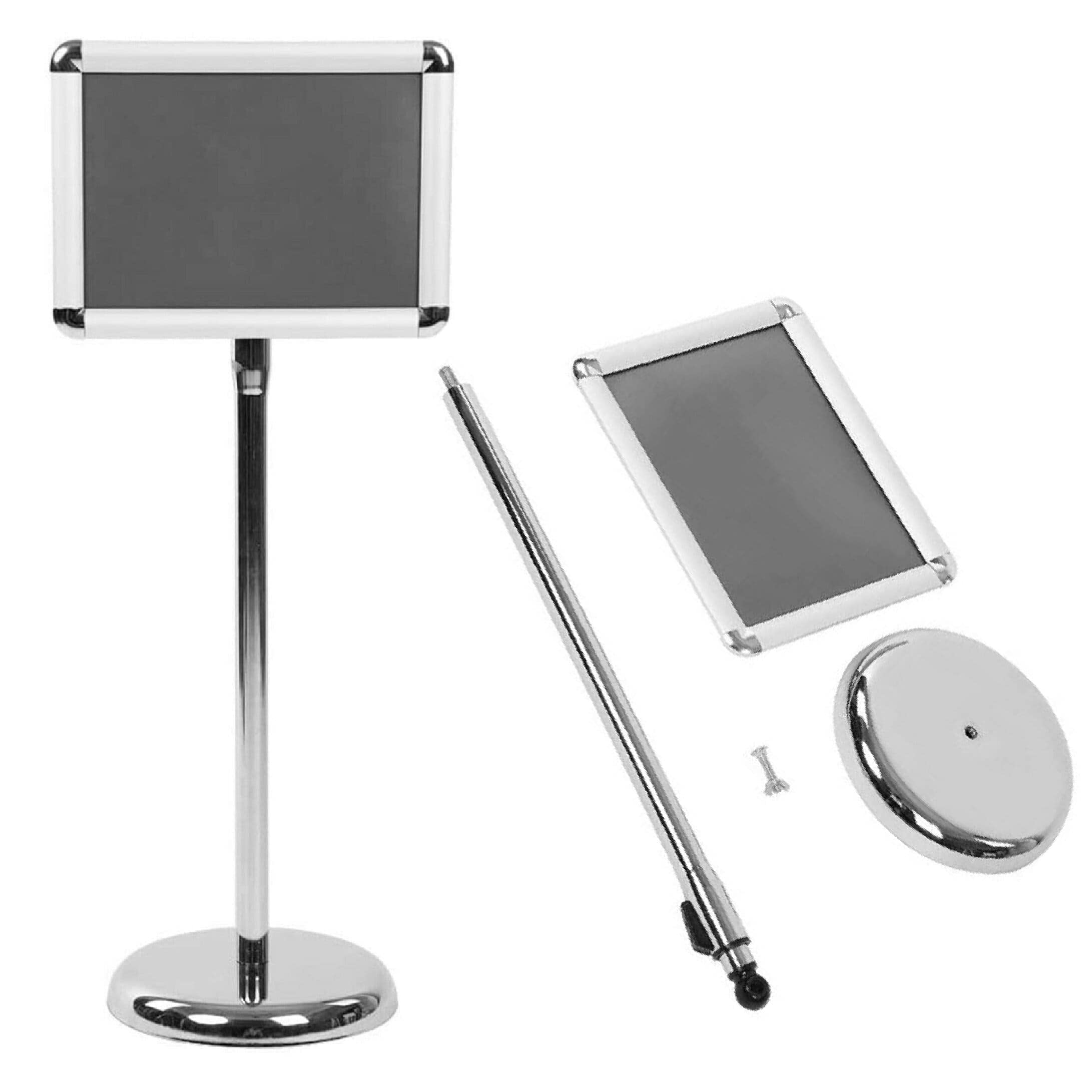 My Shopfittings A3 Poster Stand Floor Standing Sign Holder Snap Frame Adjustable Aluminum Sign Stand, Display Notice Menu Stand for Wedding/Business Activities Display（Silver）