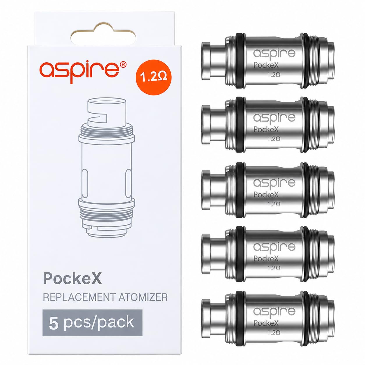 ASPIRE PockeX Replacement Coils 1.2 Ohm [Pack of 5]