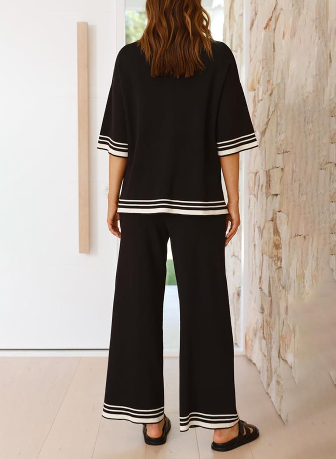 SHEWIN Lounge Sets for Women Casual 2 Piece Sweater Sets Loose Knit Womens Pajama Sets - Image 5