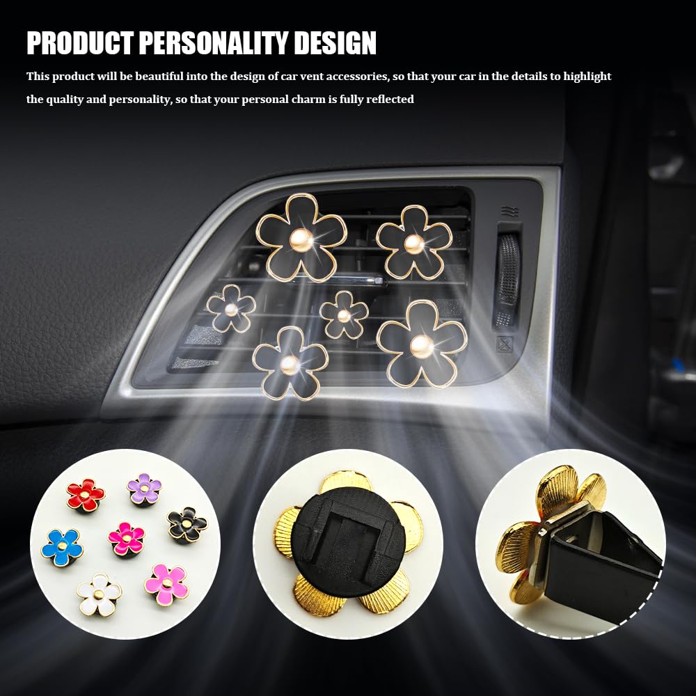 8 clip per bocchetta dell'aria a forma di margherita, clip per deodorante per auto, clip per presa d'aria condizionata dell'auto, accessori decorativi per auto, per donne e ragazze