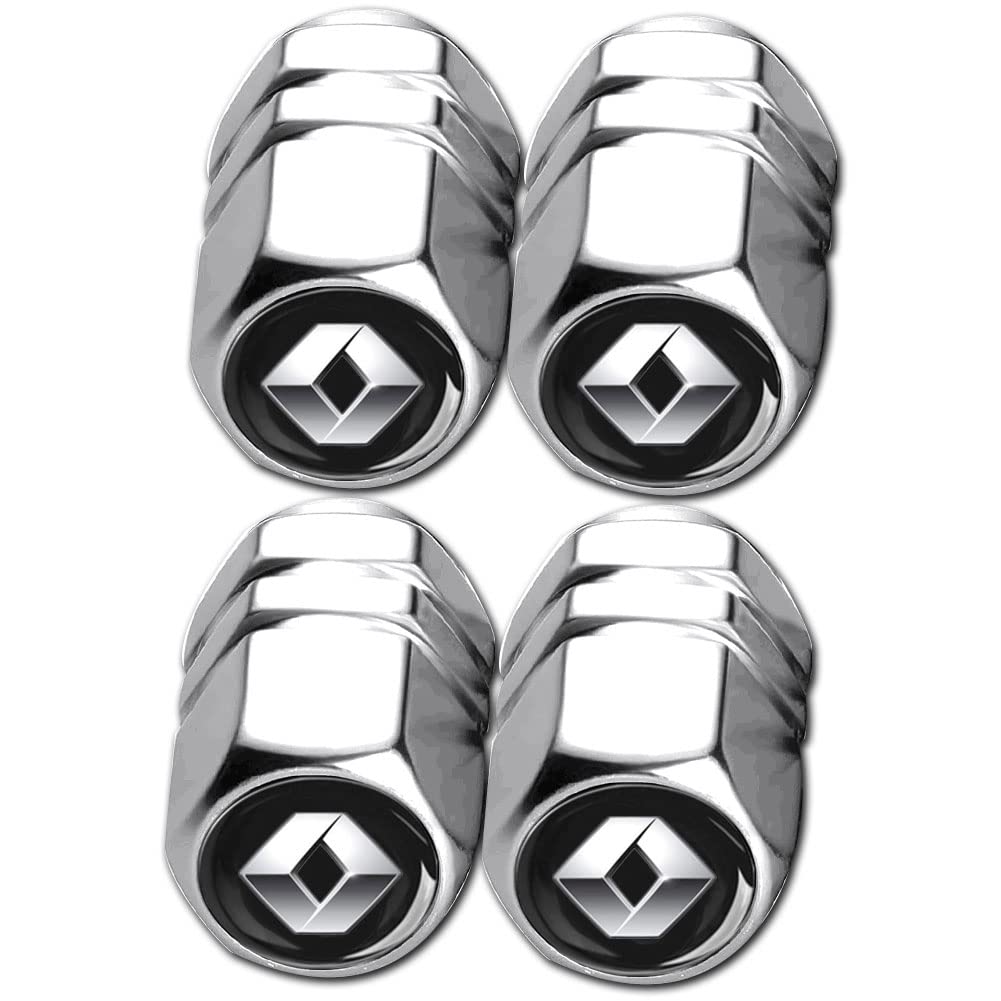 4 Stück Auto Ventilkappen für Renault Captur Koleos Espace Fluence Zubehör, Aluminiumlegierung Luftdicht Ventildeckel, Ventil Kappen Zubehör (Silber)