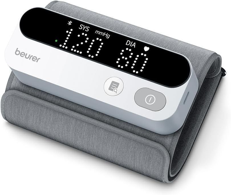 Beurer BM 59 Arm Blood Pressure Monitor, Innovative Armband Without Hoses or Cables, LED Risk Indicator, Arrhythmia Detection, 22 to 42 cm Armband, Medical Device with App Connection.