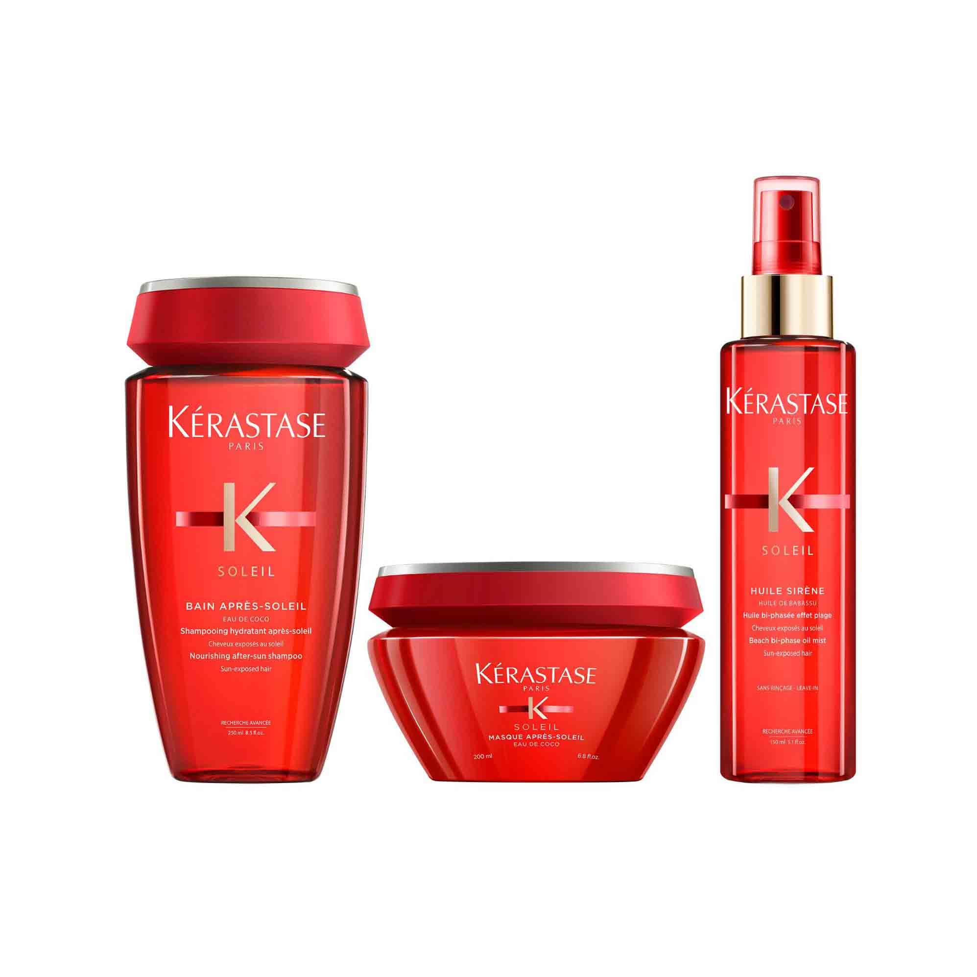 Kérastase Soleil, Shampoo Solare Protettivo + Maschera Nutriente & Anti-Crespo + Olio con Protezione, Trattamento per Capelli Senza Risciacquo