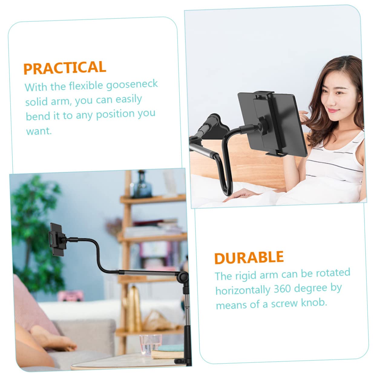 SHINEOFI Support De Téléphone Suspendu à De Cygne pour Streaming Bureau Et Lit avec Ajustement Vertical Et Horizontal