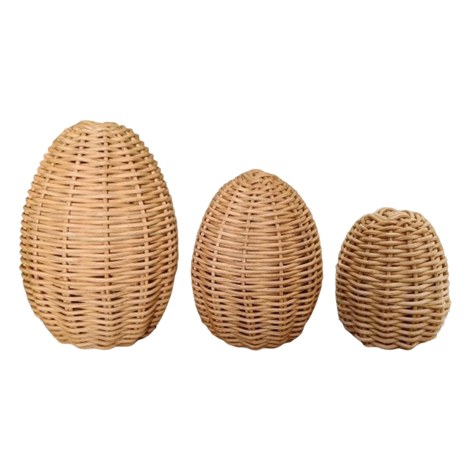 3 piezas de adorno de huevo de Pascua, huevos tejidos, escultura decorativa para mesa de vacaciones de Pascua 062021