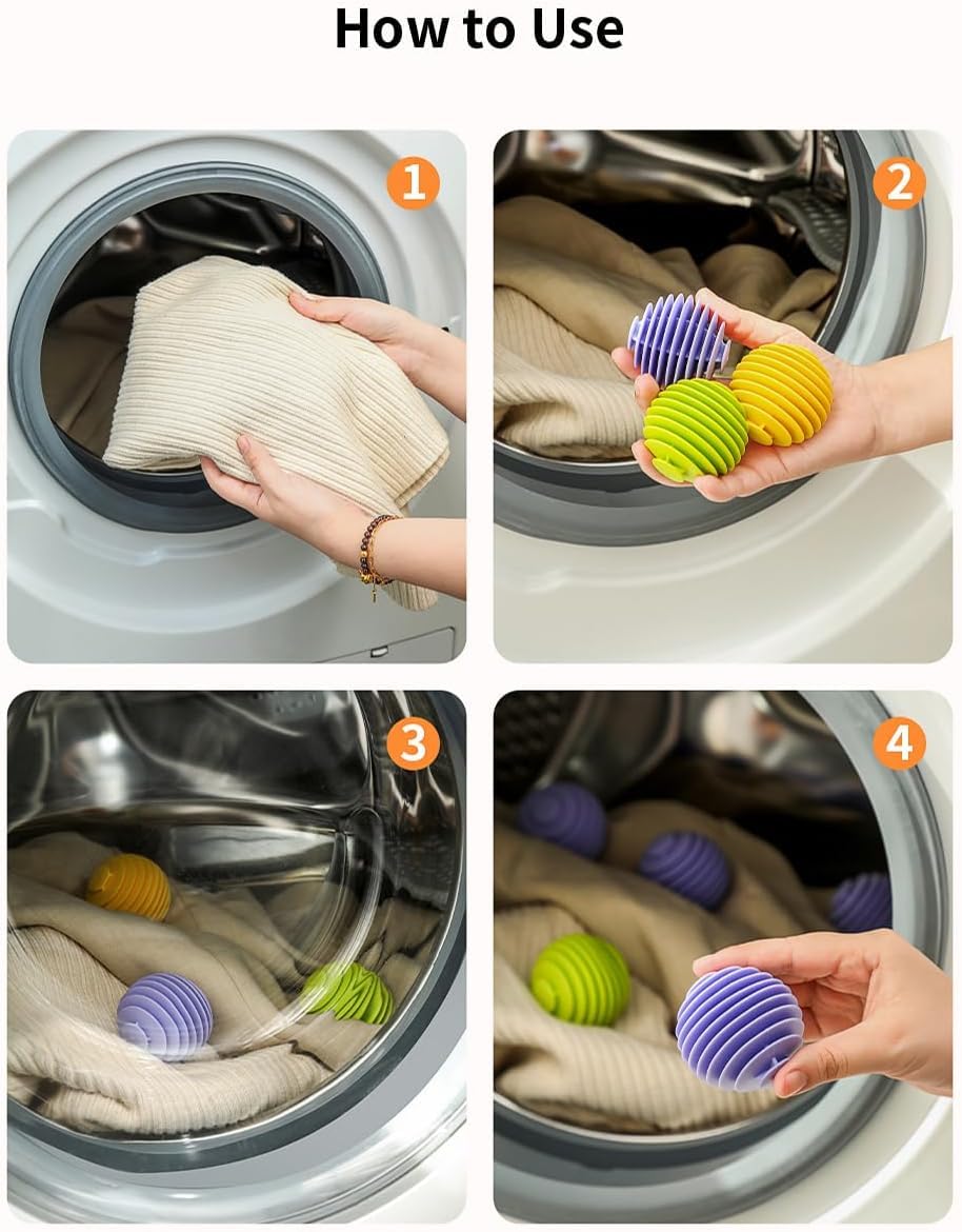 Padchaaya Laundry Anti-Tangle Washing Balls || Fabric Softener & Anti-Wrinkle Dryer Balls for Washing Machine || Reusable Washer Balls for Tangled-Free Clothing (3Pcs Washing Balls) 2
