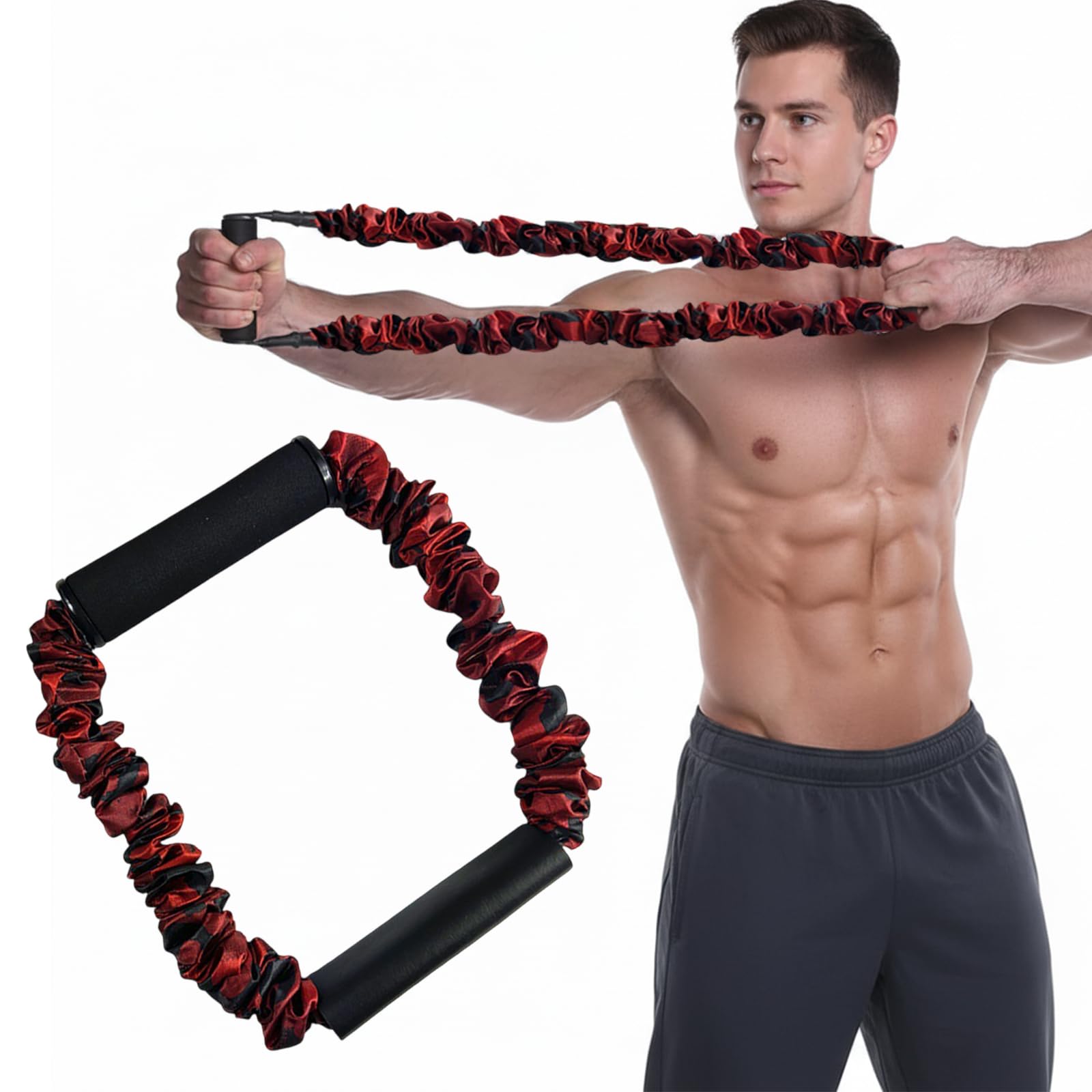 Archery Band Open Bow Resistance Trainer for Compound & Recurve Bows, Arm Strength Training & Latissimus Dorsi Exerciser with Comfort Grip