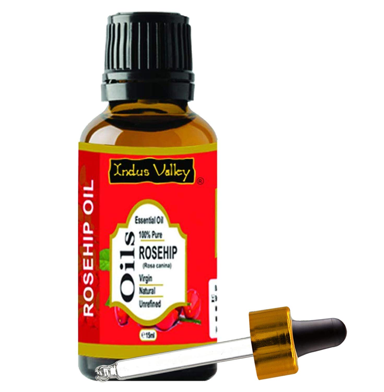 Indus Valley 100% Pure Natural Halal Certified Rosehip Essential oil Hair care Skin Face Care Aromatherapy Oil,15ML