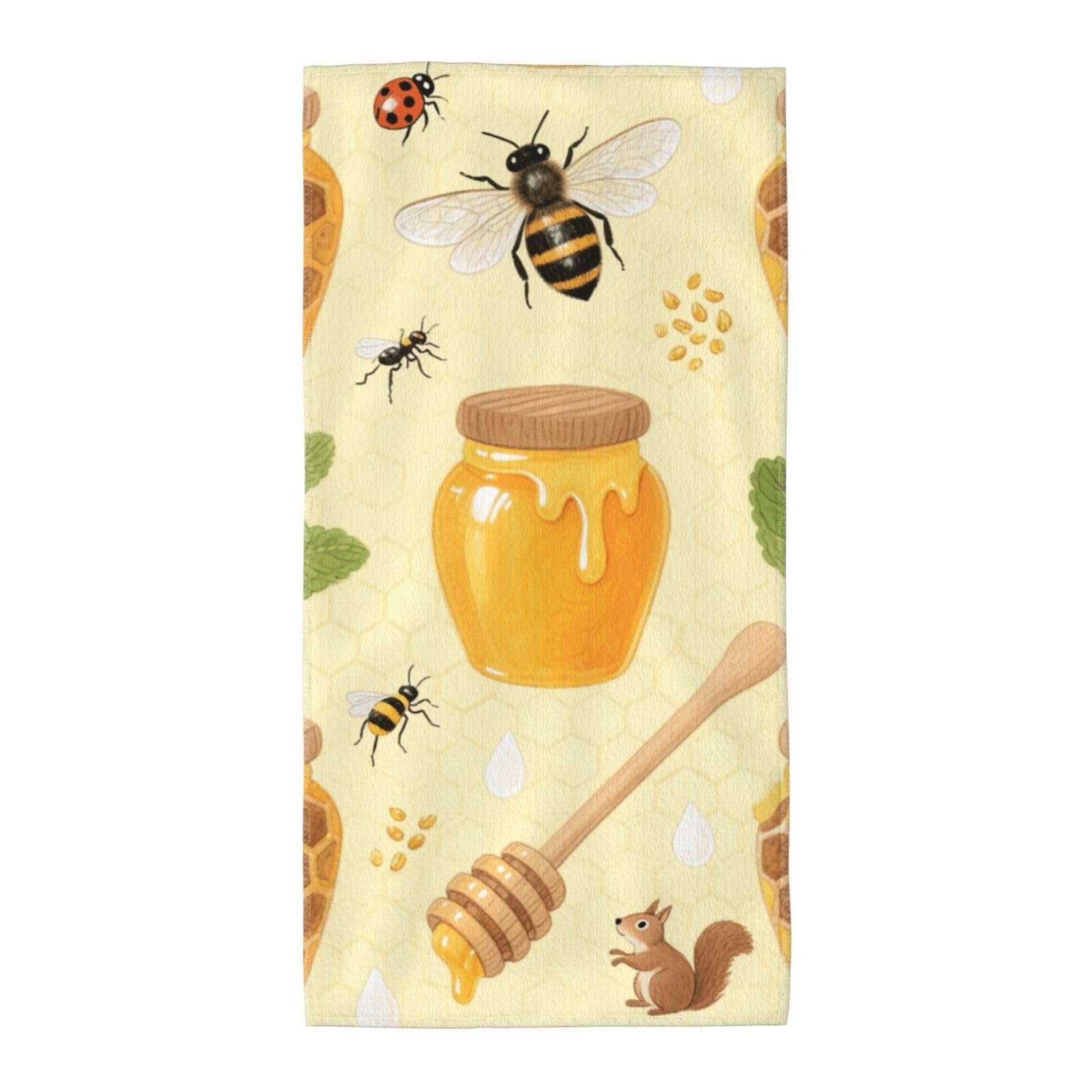 FekiLoot Absorbent Hand Towels 12"X24" Decorative Bathroom Towel Soft Microfiber Face Towel Bees and Honey Dish Kitchen Towels for Bathroom Kitchen Hotel Spa Bath Towels