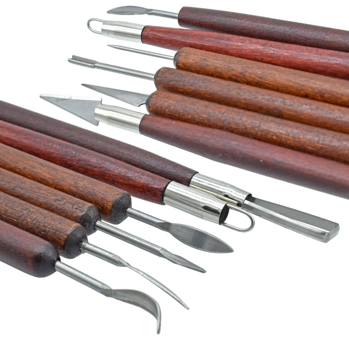 Aadya Crafts Clay Tool Set, Wood and Steel, Double-Ended Sculpting Tools for Modelling, Cutting and Smoothing, 6 Pieces, JB-PWB016 1