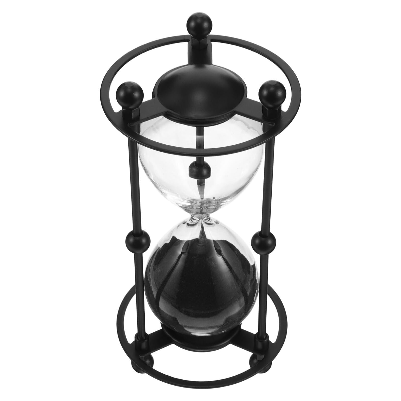 POPETPOP Sablier Prière Noir en Verre et Fer Fonctionnement Silencieux, Minuterie Polyvalente Style Rétro pour Divers Cadres Religieux