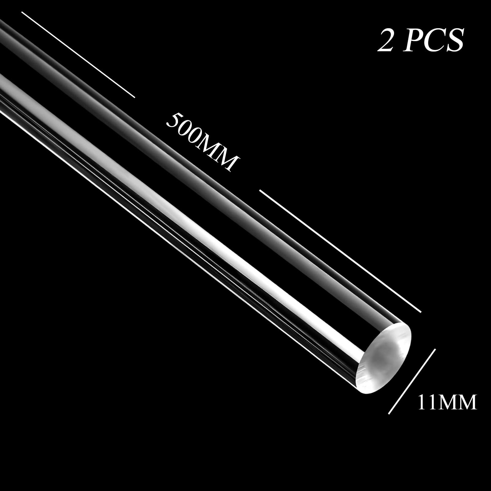 COYOUCO 2 Pcs Acrylic Dowel Rods, 11-15Mm Dia 500Mm Length Clear Acrylic Round Rod for DIY Crafts Party Decorations Gardening,11mm