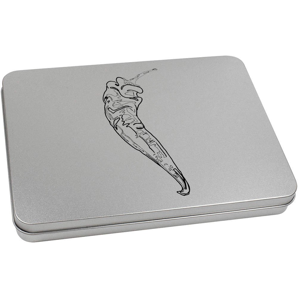 Azeeda 220mm 'Spicy Chilli Pepper' Metal Hinged Tin/Storage Box (TT00071149)