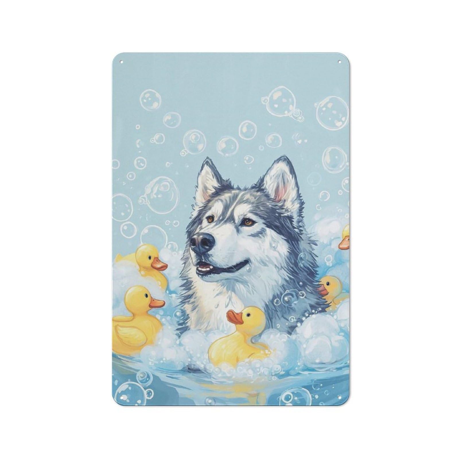 Junmoney A Alaskan Malamute Dog Tin Wall Plaque 30X20cm With For Hobby Room Or Studio, For Metal Sign Collectors, For Kitchen And Home Bar Decor