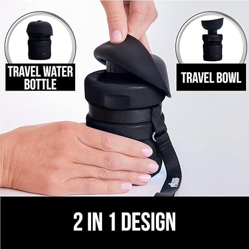 Miniatura 3 de Gorilla Grip Botella de agua portátil para perros sin derrames con cuenco integrado, dispensador de bebidas de silicona de grado alimenticio a