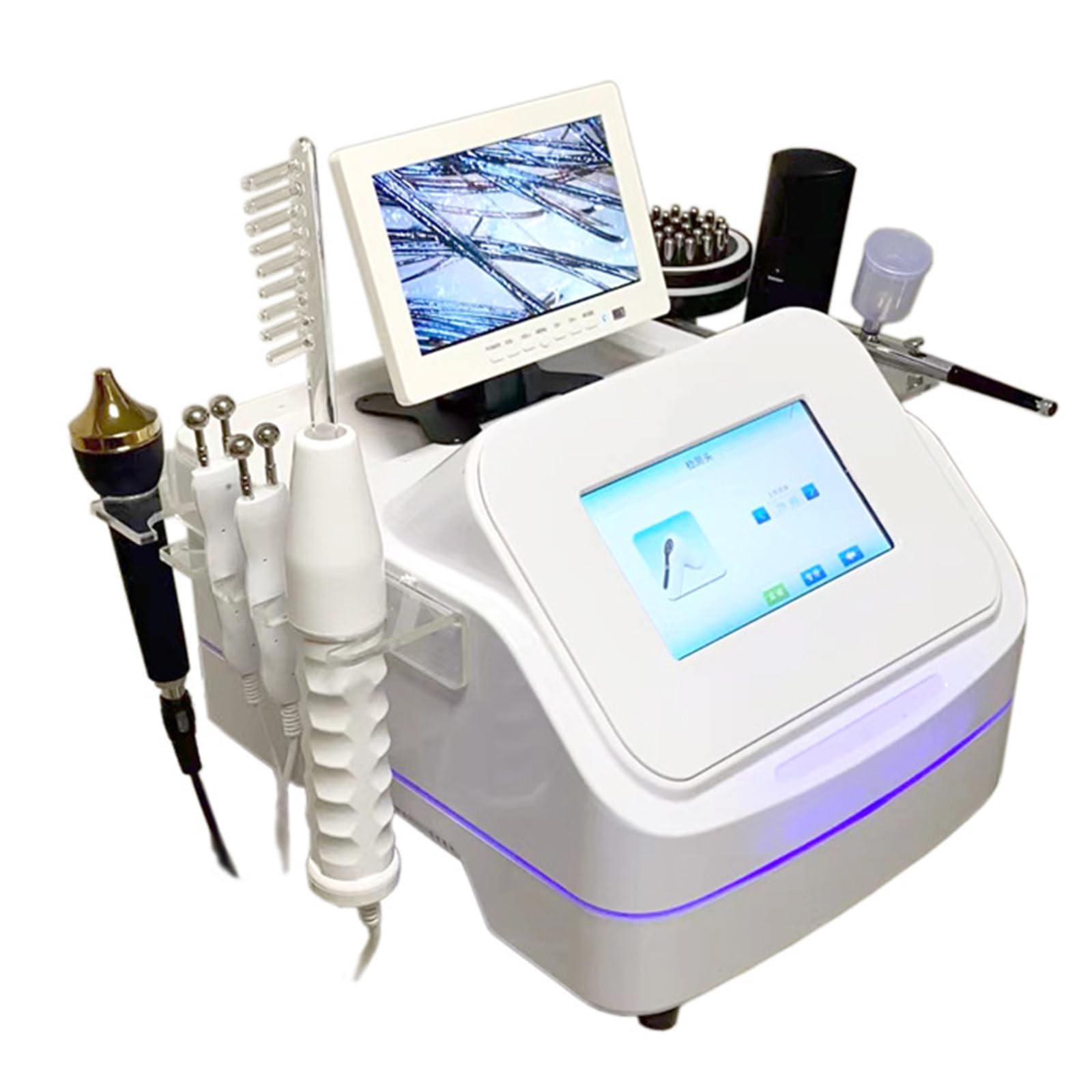 Microscopio digital analizador de cabello para detección de cuero cabelludo y folículos pilosos, pantalla LCD, incluye 7 asas, ideal para diagnóstico de piel facial de salón y spa