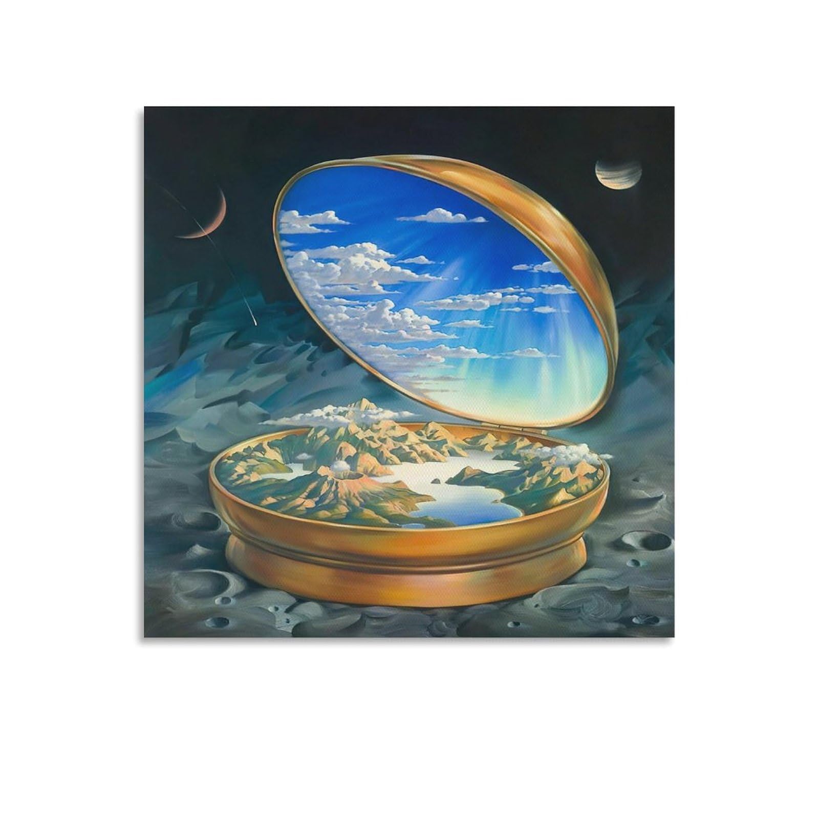 WAONZZAI Famous Painting Vladimir Kush Poster Open World Canvas Prints Art Poster Home Decorative painting; Unframe; 16x16inch(40x40cm)
