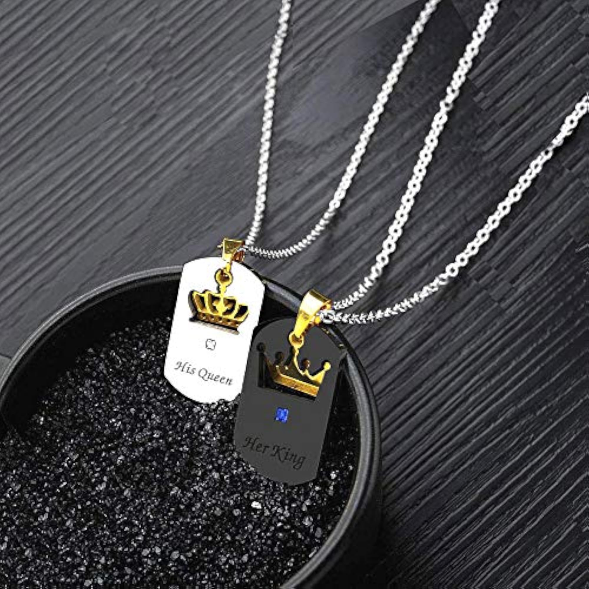 Women's King & Queen Pendant Necklace, Delicate Designer Gift