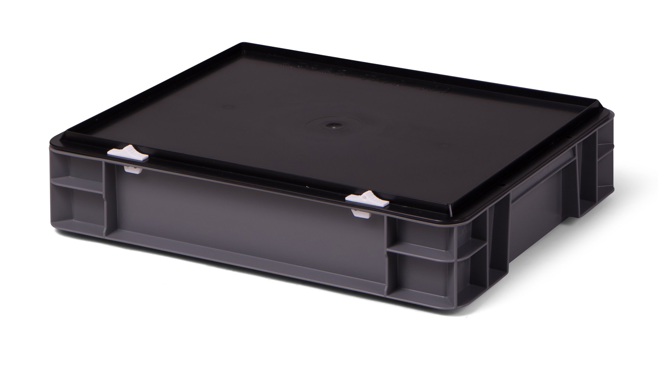 Euro-Transport-Stapelbox/Lagerbehälter, gelb, mit schwarzem Verschlußdeckel, 400x300x86 mm (LxBxH), Wände u. Boden geschlossen, aus PPN Euro-Transport-Stapelbox/Lagerbehälter, gelb, mit schwarzem Verschlußdeckel, 400x300x86 mm (LxBxH), Wände u. Boden geschlossen, aus PPN