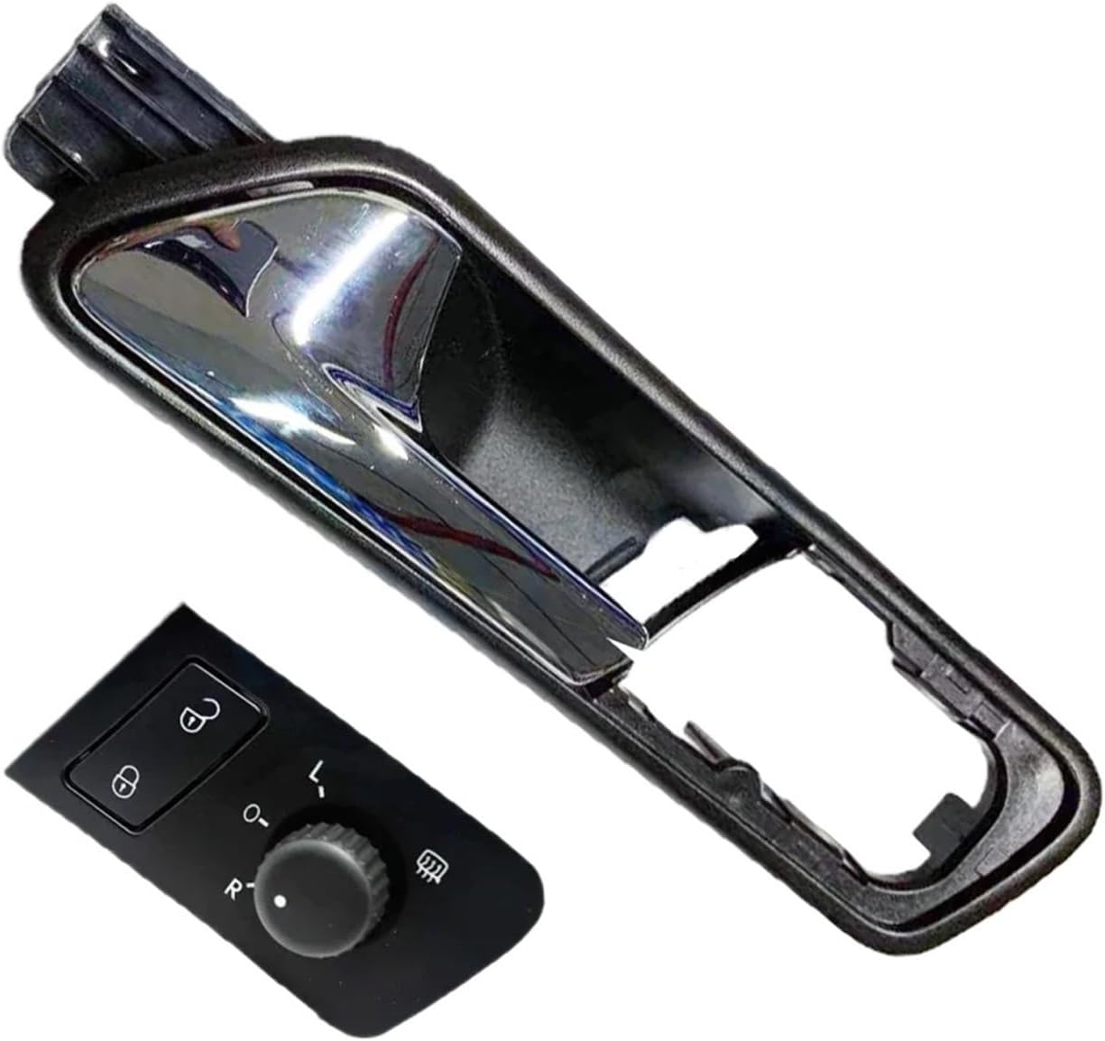 Car Mirror Switch Car Inside Door Handle with Door Lock Swith and Rearview Mirror Control Knob Switch Fit for Touran(Only Switch)