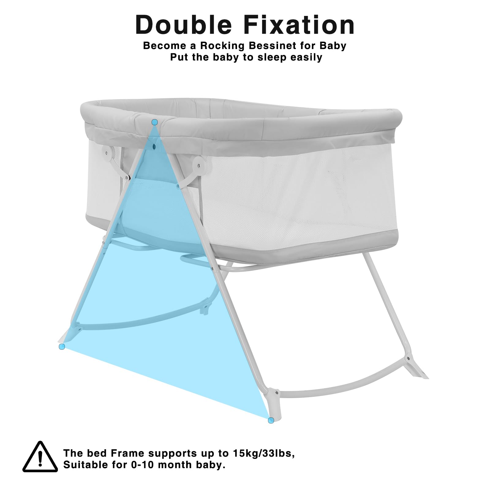 UBRAVOO Babybett, 2-in-1-Babybetten und Babywiegen, Einfach Zusammenklappbares Reisebett mit Matratze Inklusive, Multifunktionales Stubenwagen Baby für Neugeborene-Grau