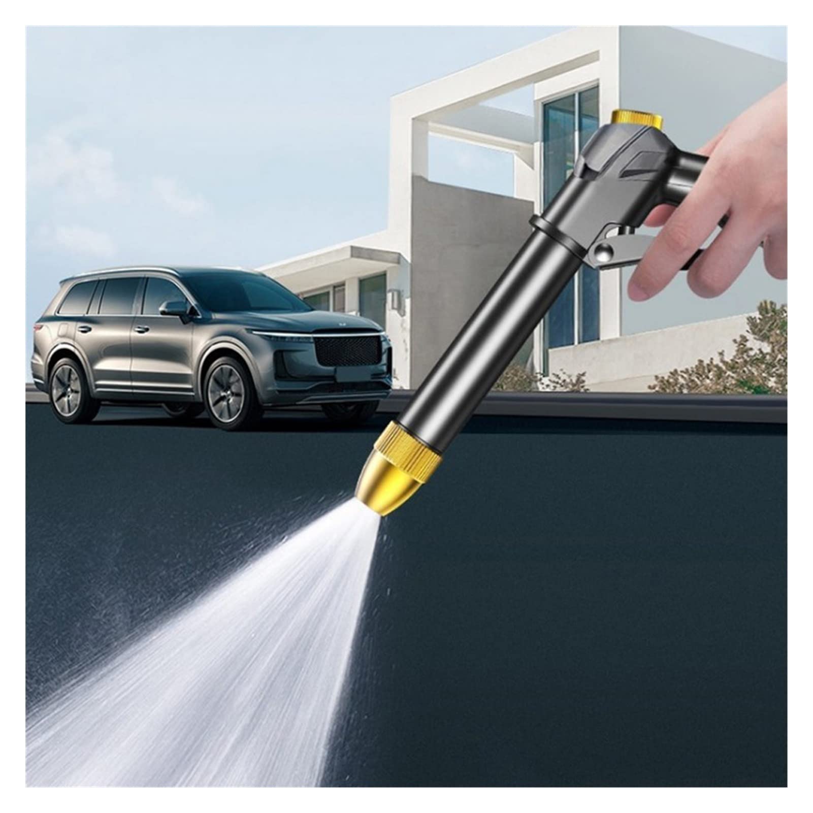 Gartenschlauch-Spritzpistole – Verstellbarer Sprühsprinkler mit Messingdüse, Hochleistungs-Metall-Wasserpistolen-Spritzpistole (Color : Silver Gun Kit) (Silver Gun)