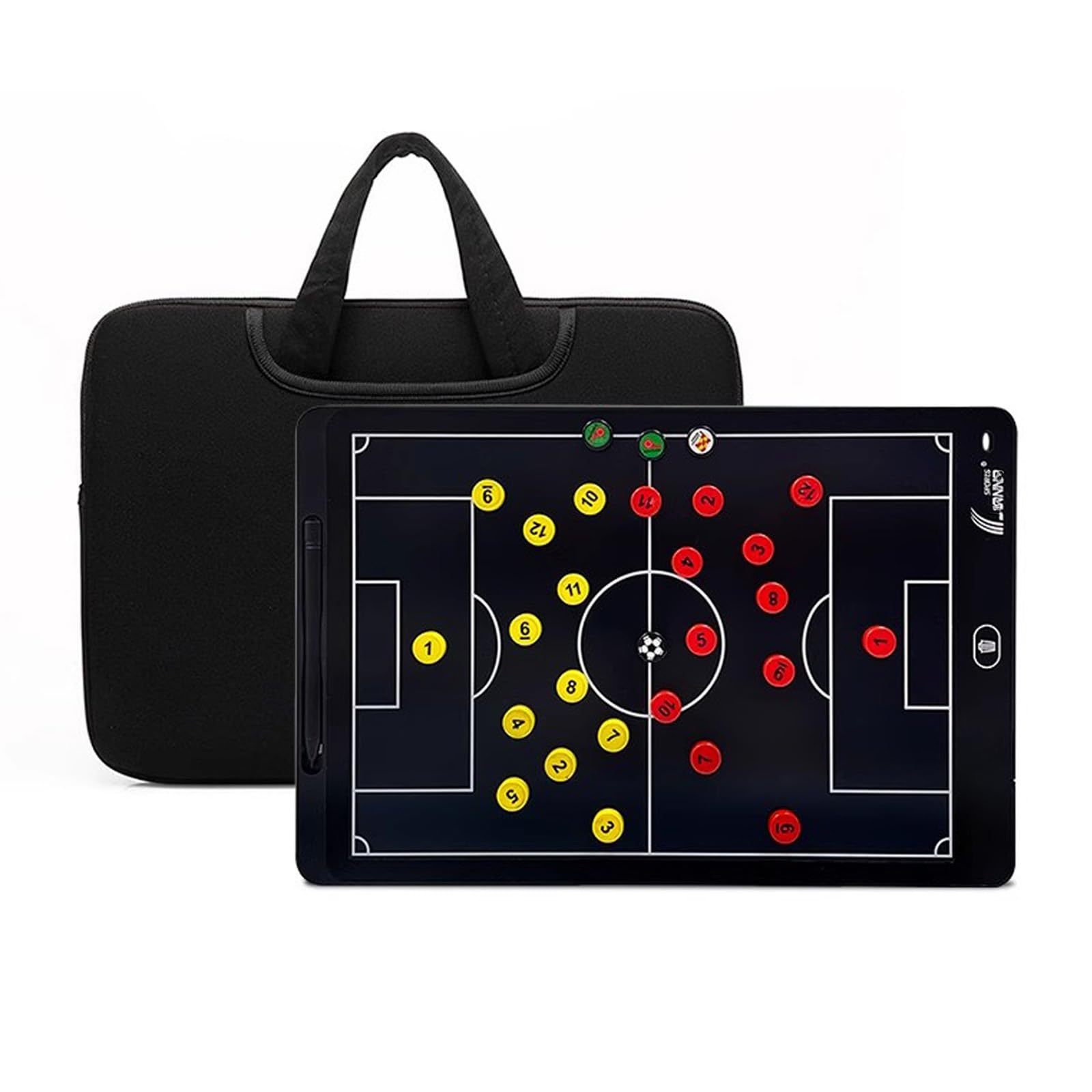 Lavagna elettronica magnetica double-face per allenatori di calcio, con schermo LCD da 40,6 cm, con penna stilo, lavagna strategica per allenatori, accessori per allenamento