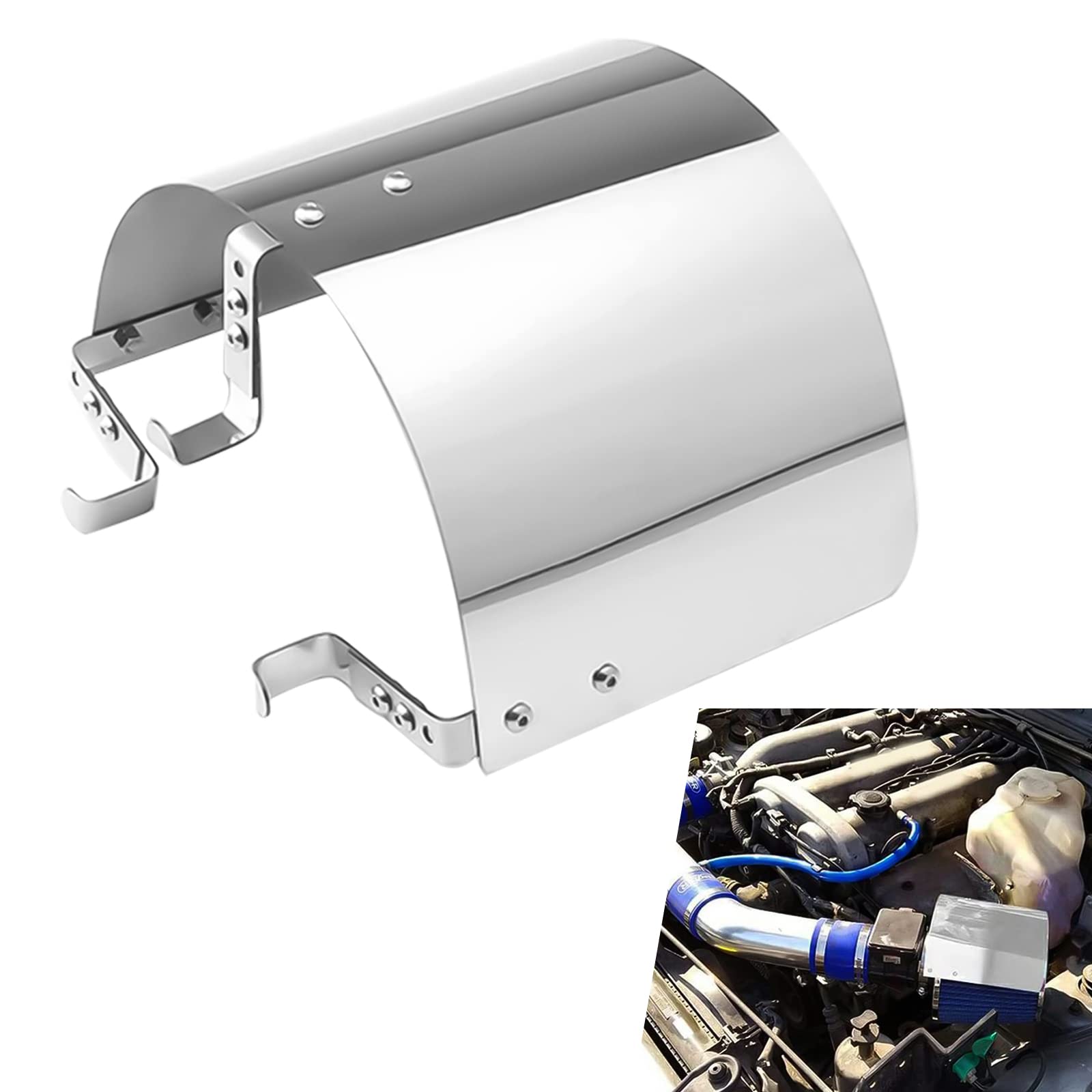 Amazon.com: Universal Air Intake Filter Cover Heat Shield Stainless Steel  Carbon Fiber Cover compatible with 2.5-3.5 Cone Filter (Silver) :  Automotive