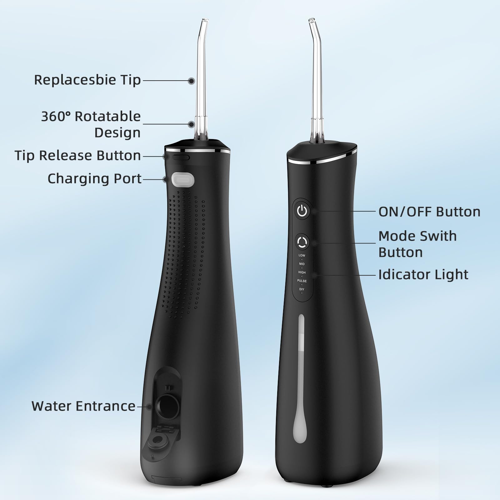 Irrigador dental inalámbrico, eléctrico, 4 modos, 4 boquillas, irrigador bucal IPX7, resistente al agua para viajes y hogar 09