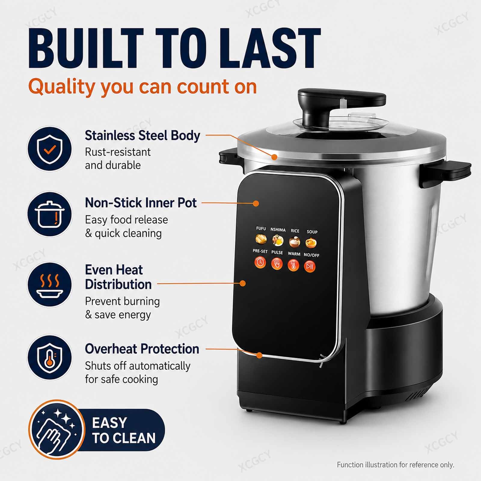 Máquina Automática Inteligente para Preparar Alimentos, De Acero Inoxidable De 900 W para Machacar Ñame, 6 L con Pantalla Táctil Led Y Olla Mezcladora para Fufu, Banku, Nshima, Sopa Y Puré De