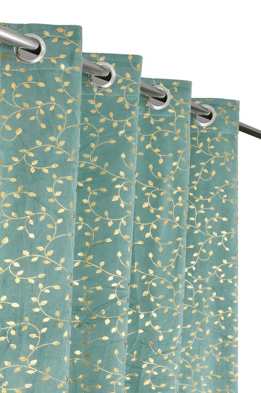FABREEVA Heavy Velvet Fabric Luxury Looks Room Darkening Patti Designer Curtains Door for 8 Feet, Aqua Island, Single Piece (B0CYQ65W2B) Amazon Price History, Amazon Price Tracker