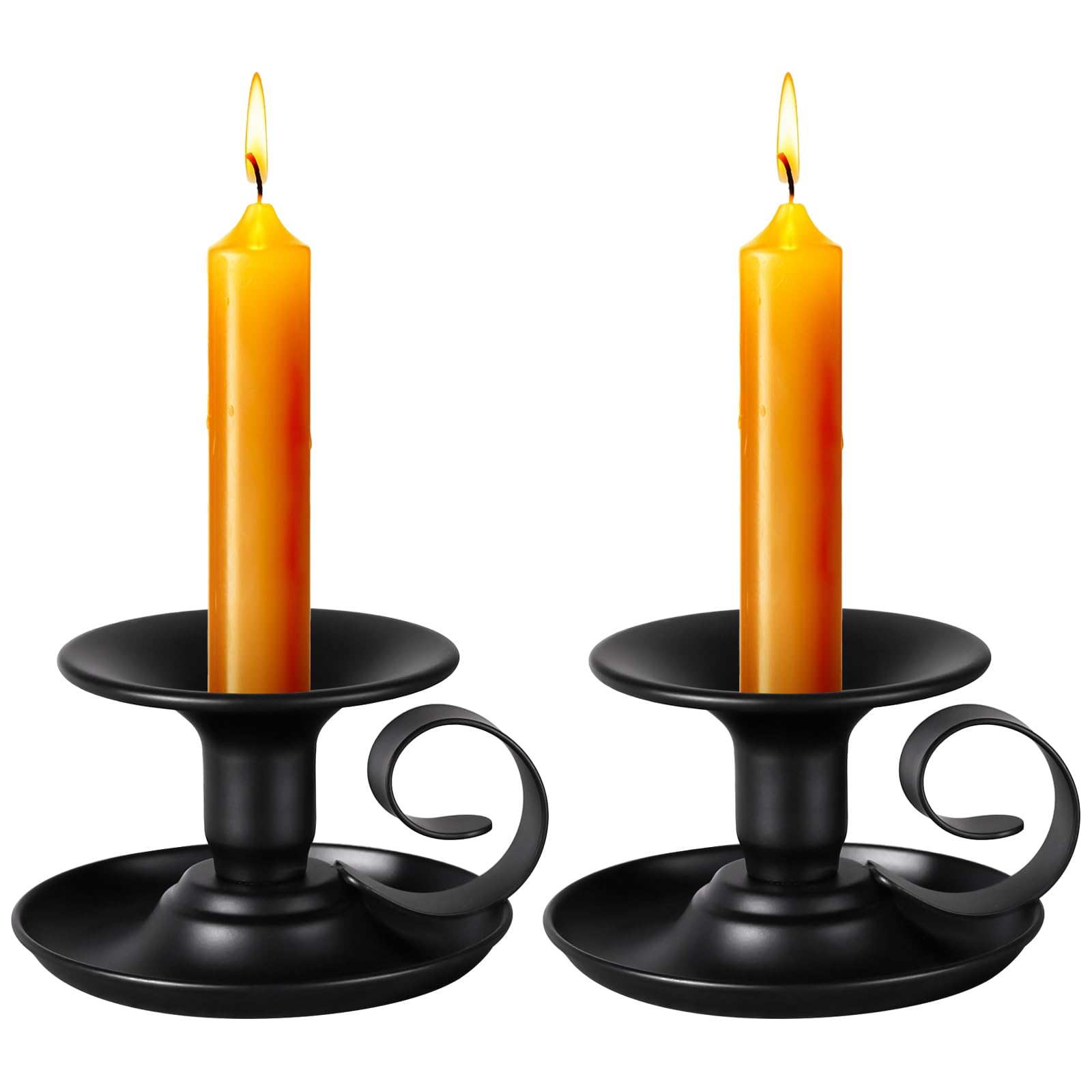 Lunhoo 2 Pack Candle Stick Holder, Metal Taper Candlelight Stand for Party Wedding Christmas Table Home Decoration (Black)