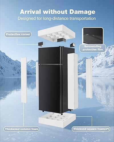 Miniatura 7 de Refrigerador de doble puerta con congelador, 4.5 pies cúbicos, refrigerador pequeño con congelador, 7 ajustes de temperatura ajustable, mini