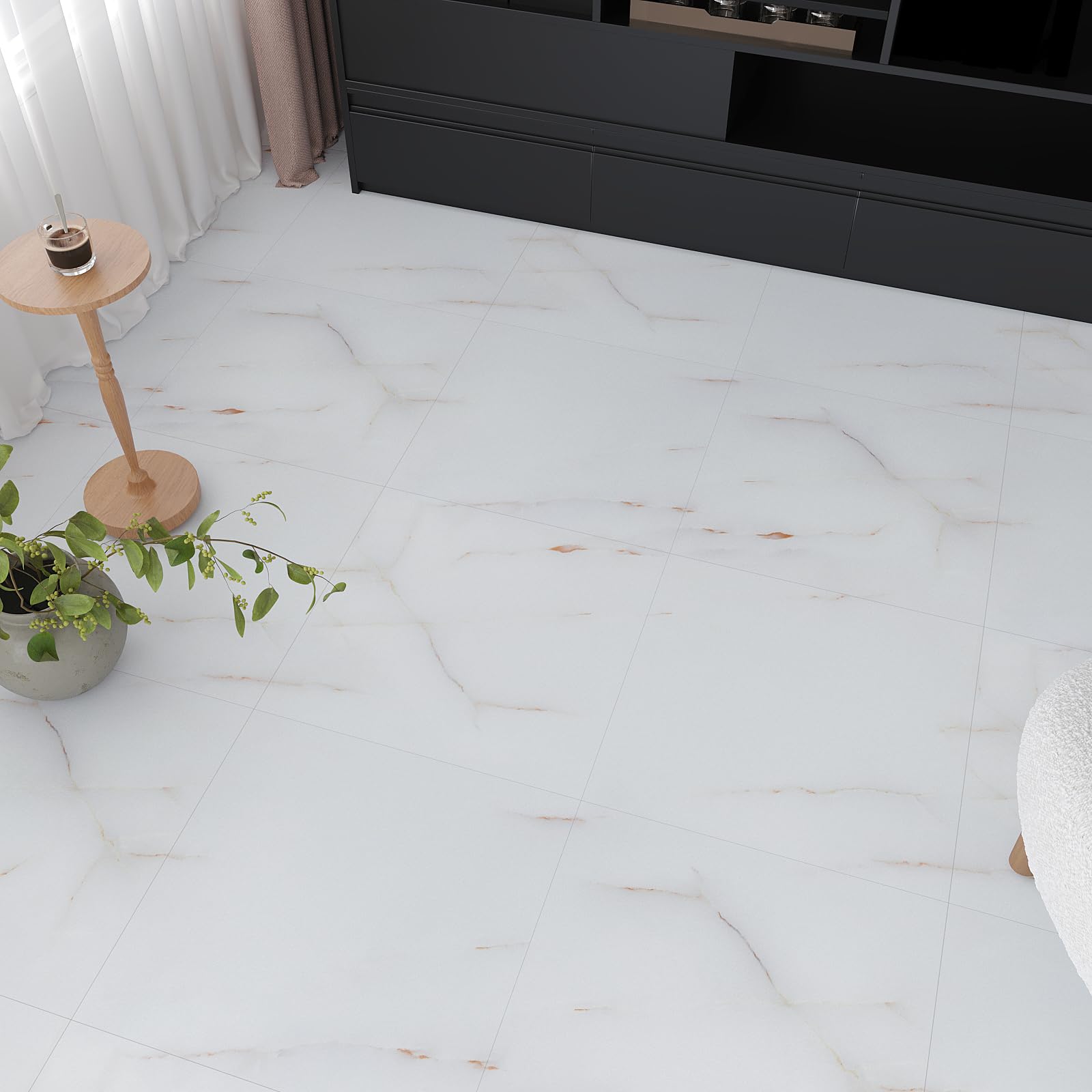 VEELIKE Pavimento PVC Adesivo Marmo Bianco Oro 24 Pezzi Piastrelle Adesive Pavimento Bagno Spesso Adesivi per Piastrelle Marmo Bianca per Cucina Camera da Letto Garage Impermeabile 30 cm x 30 cm