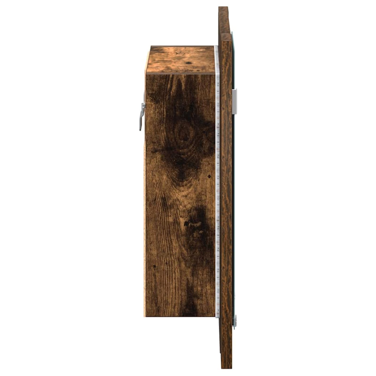 Gecheer Specchio contenitore bagno, mobile con LED, legno multistrato, 40x12x45 cm, montaggio a parete, ampio spazio portaoggetti, per bagno moderno