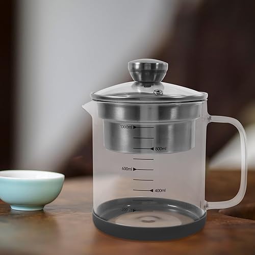 Miniatura 6 de Yardwe Colador de yogur con tapa, 33.8 fl oz, filtro de leche de nuez transparente con escala, jarra de vidrio para bebidas de jugo de leche fría o