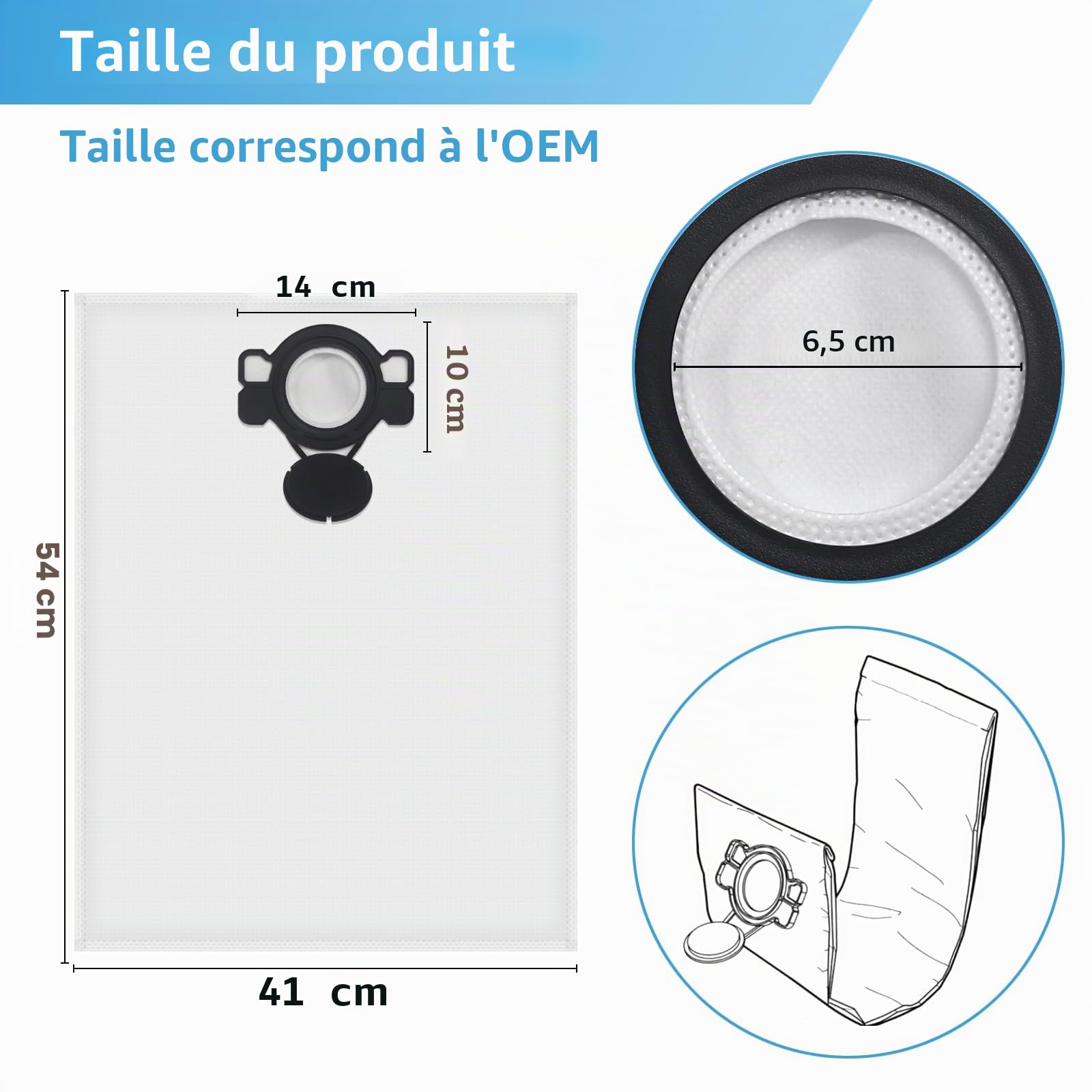 15 Sacs pour Aspirateur Makita VC2512L VC3012L VC2010L VC2012L VC2000L VC3011L VC3511L Sacs filtrants en non-tissé pour P-72899 Type DSM 42