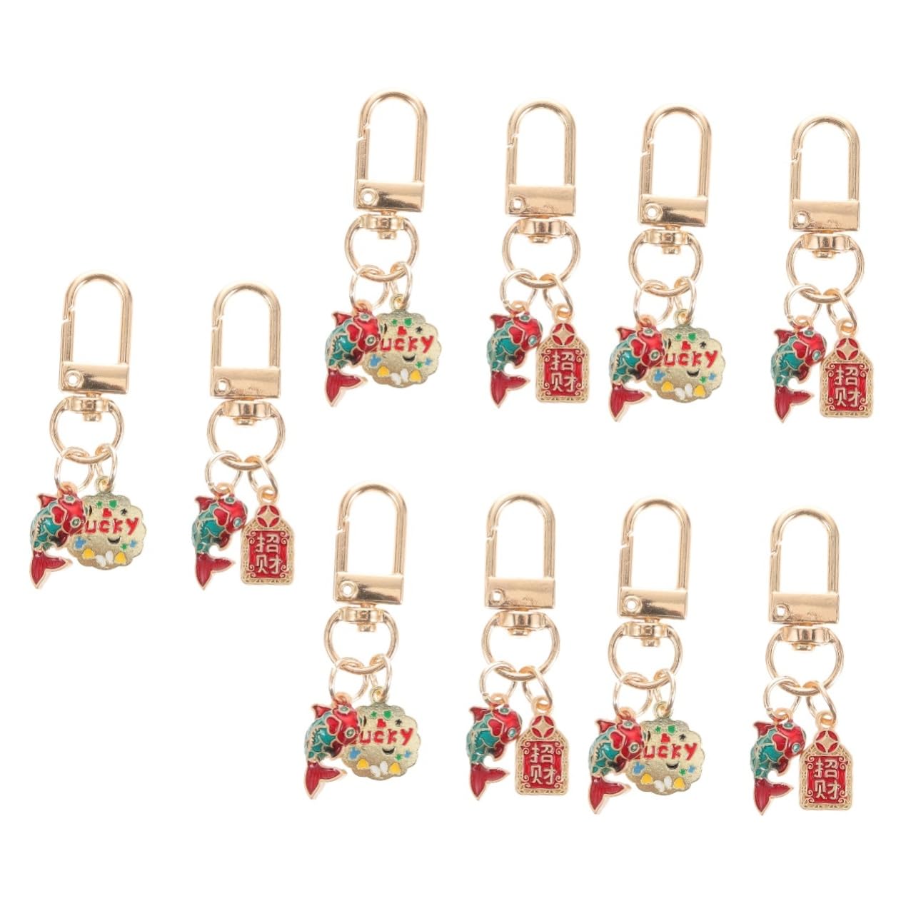 vfdaSWQQ 10 Pcs Carp Keyring Pendant Creative Hanging Keychain Key Rings Backpack Pendant Keychain Metal